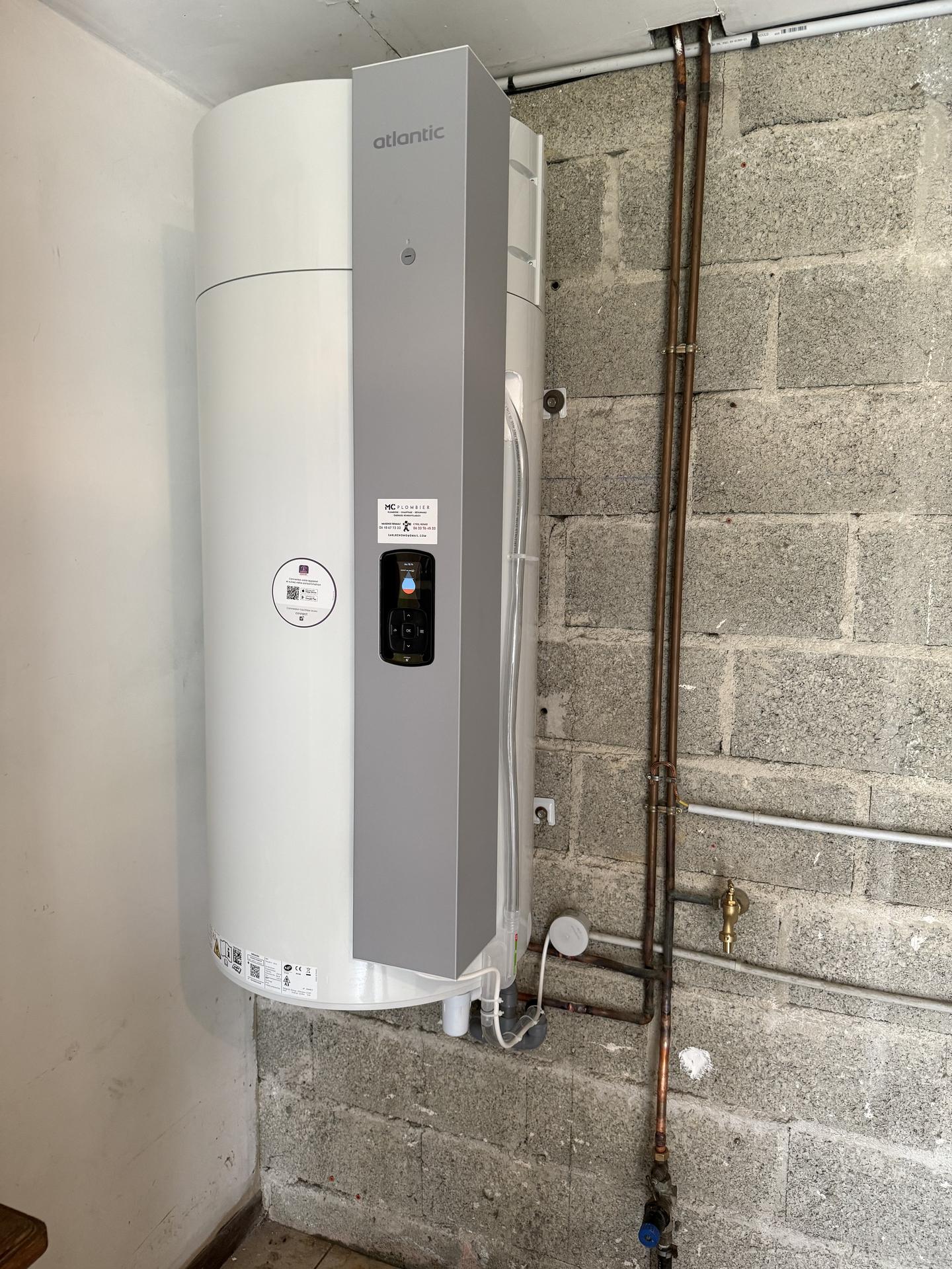 Chauffe-eau thermodynamique Atlantic installation MC Plombier